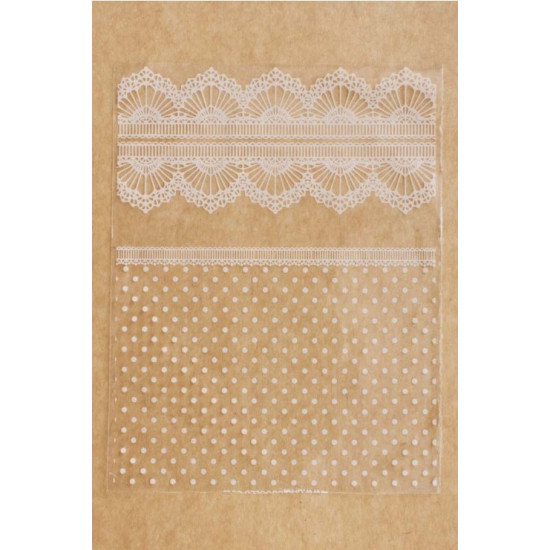 Bolsas de regalo transparente med. encaje blanco Bolsas de regalo transparente med. encaje blanco